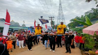 Ratusan Masyarakat  Antusias Mengikuti Jalan Sehat Merdeka HUT Ke-65 Desa Sungai Deras