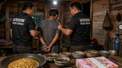 Polres Sanggau Amankan Pria Penampung Emas Ilegal dan Sita 80,18 Gram Emas